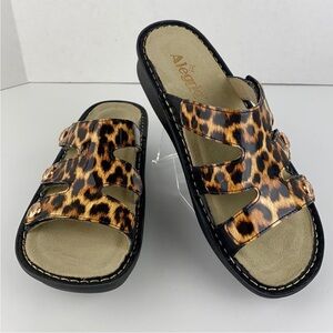 NEW Alegria Leather Slip-On Sandals Leopard Print Size EUR 38